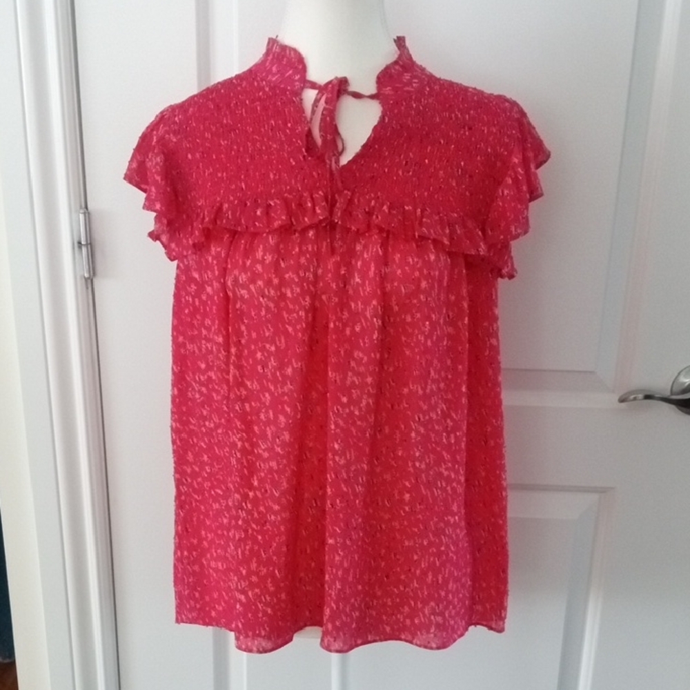 Rachel Zoe Vibrant Red Ruffle Blouse